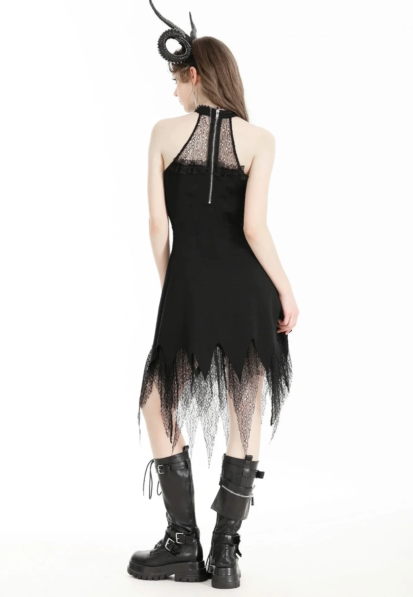 Dark In Love - Devil Sexy Net Deep V Neck Black - Dress - Image 3