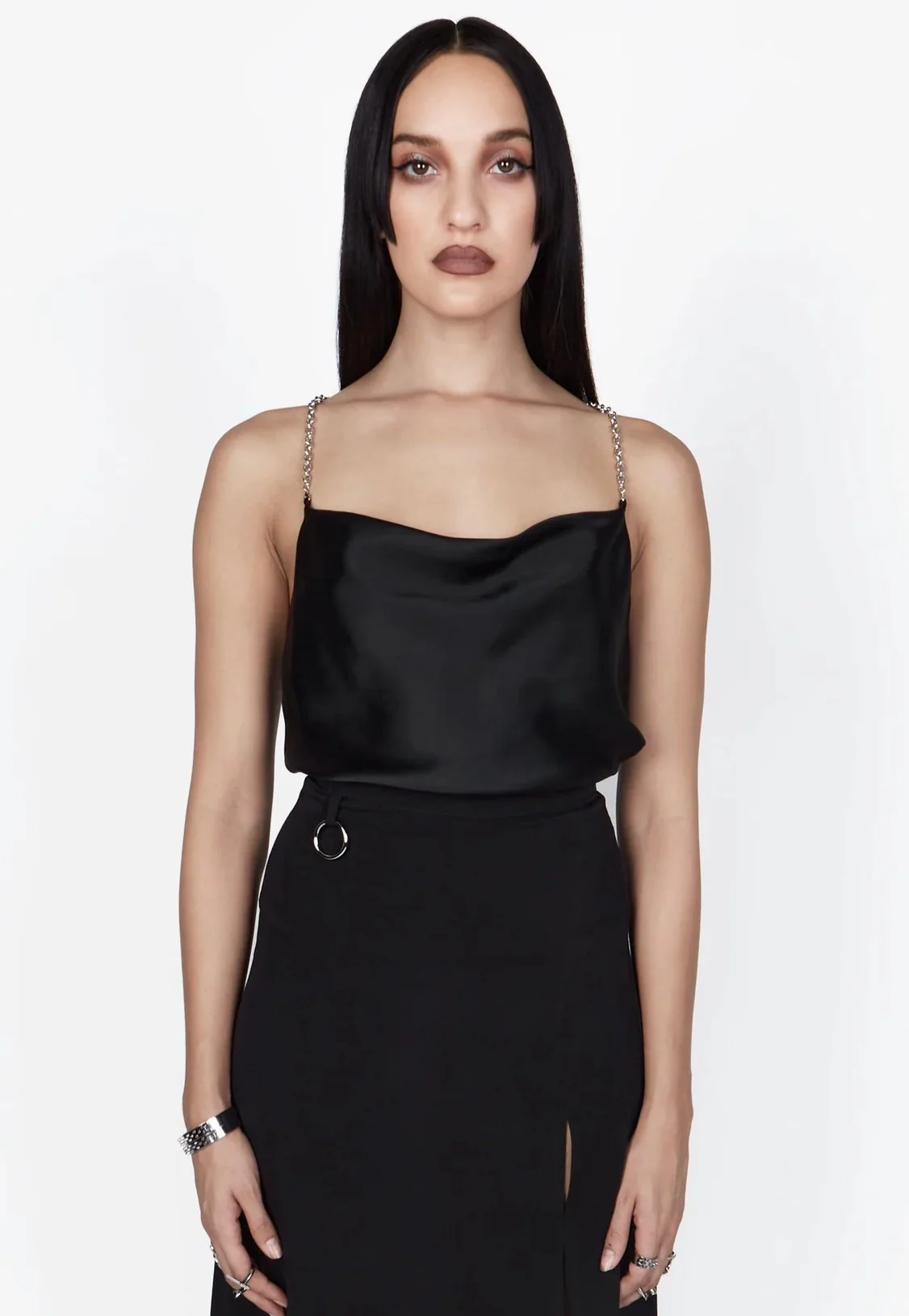 Mary Wyatt - Rayne Cowl Neck Chain Black - Top - Image 4